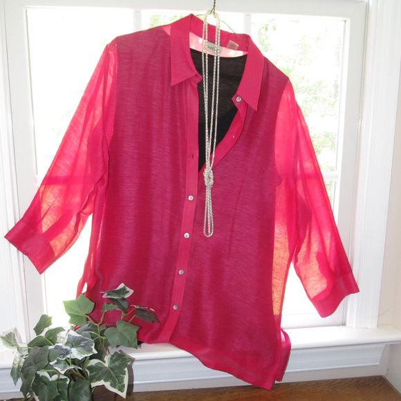 Chico's Tops - Vintage Chico's Linen/Silk Shirt -Size 2 (Large)